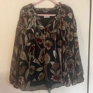 Women’s Velvet Burnout Balloon Sleeve Top